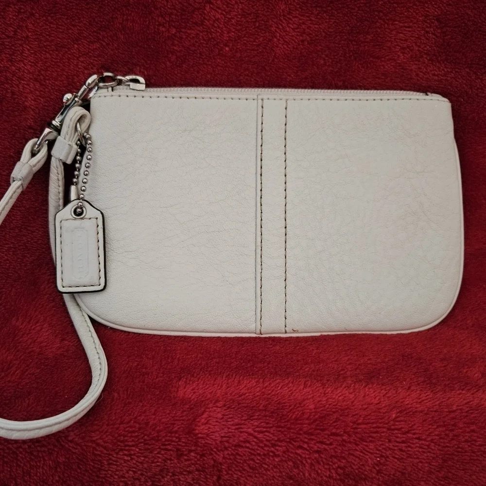Coach Elegant White Leather Phone Wristlet